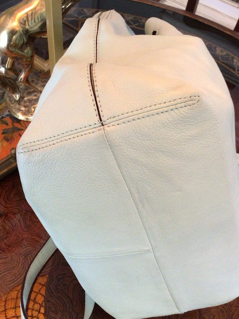 kate spade Baby Blue Leather Drawstring Tassel Shoulder Bag
